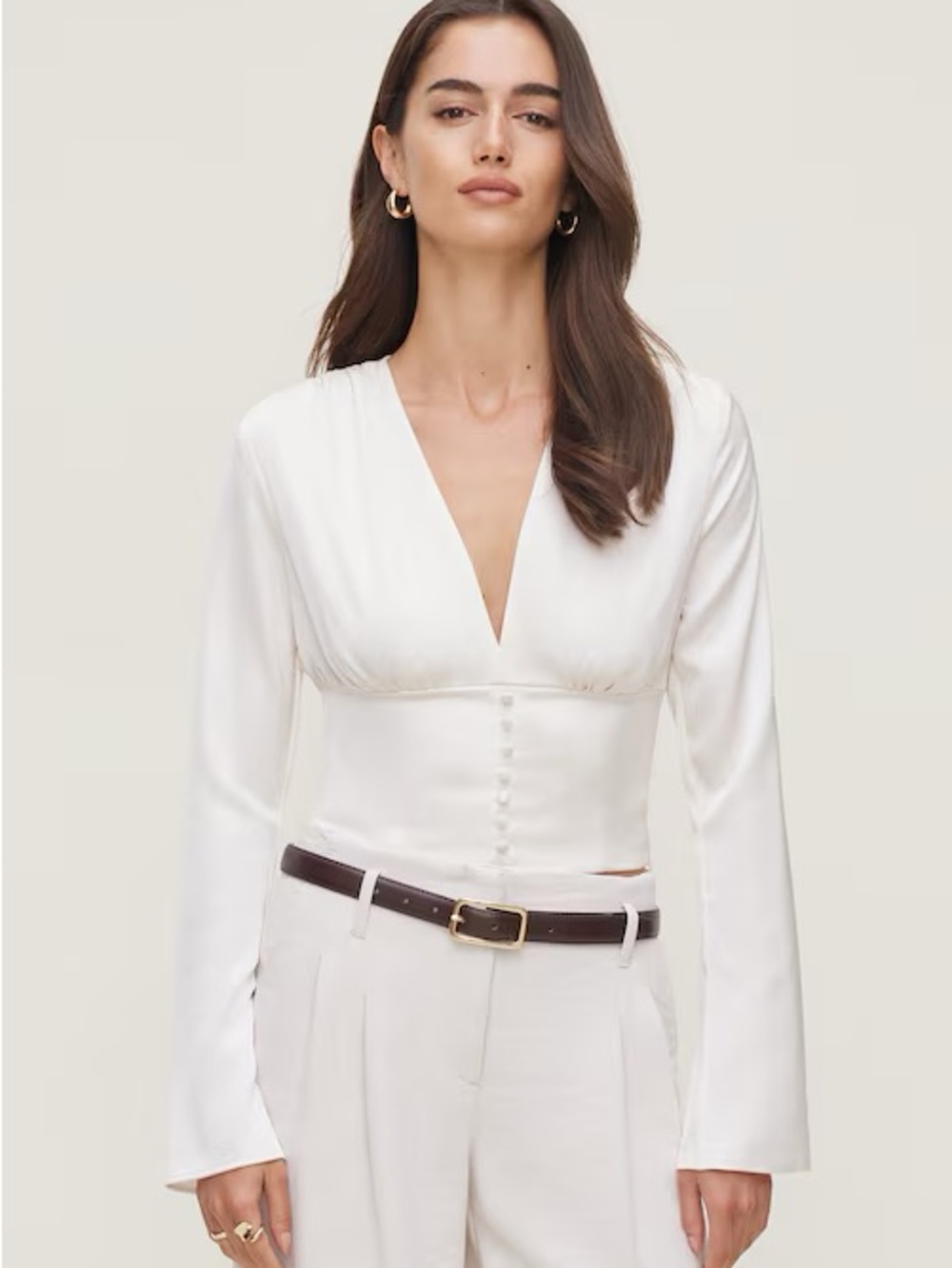 NWT Dynamite Off White Satin Top